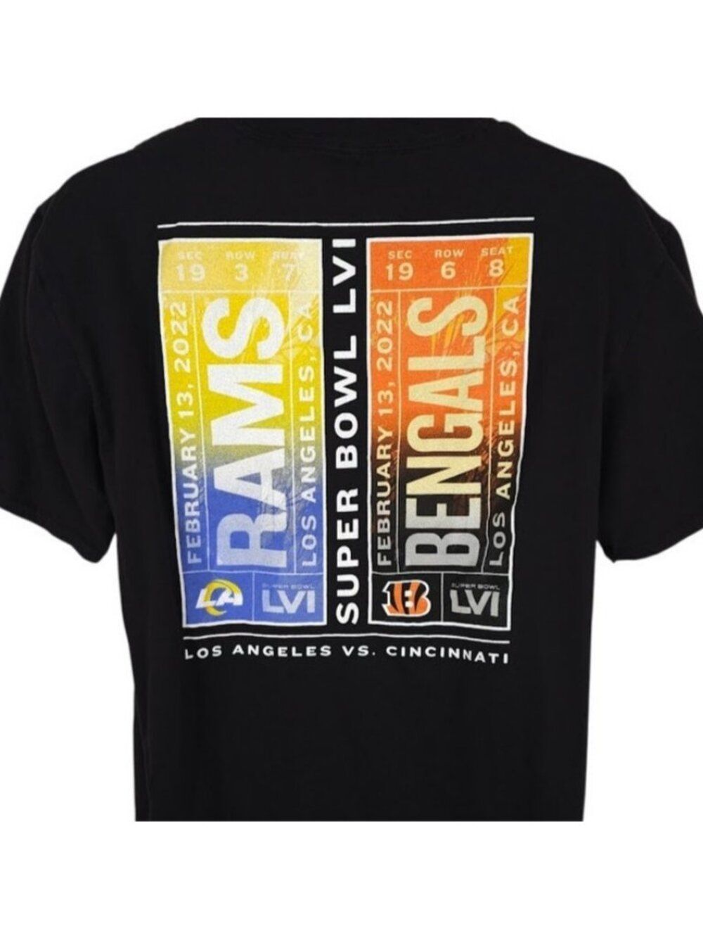 Super Bowl LVI T Shirt Mens Size Large Black 2022 Los Angeles Rams Bengals